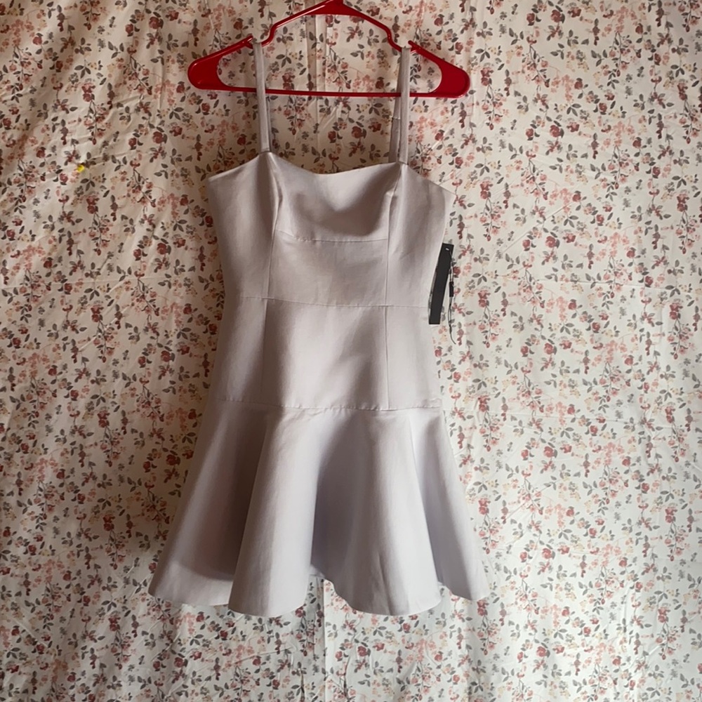 Halston Heritage Lavender Asymmetrical Fit-and-Flare Dress